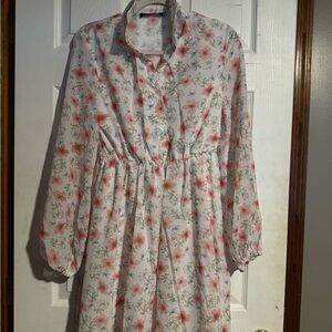 Simplee Apparel Floral Mini Dress - Pink and White